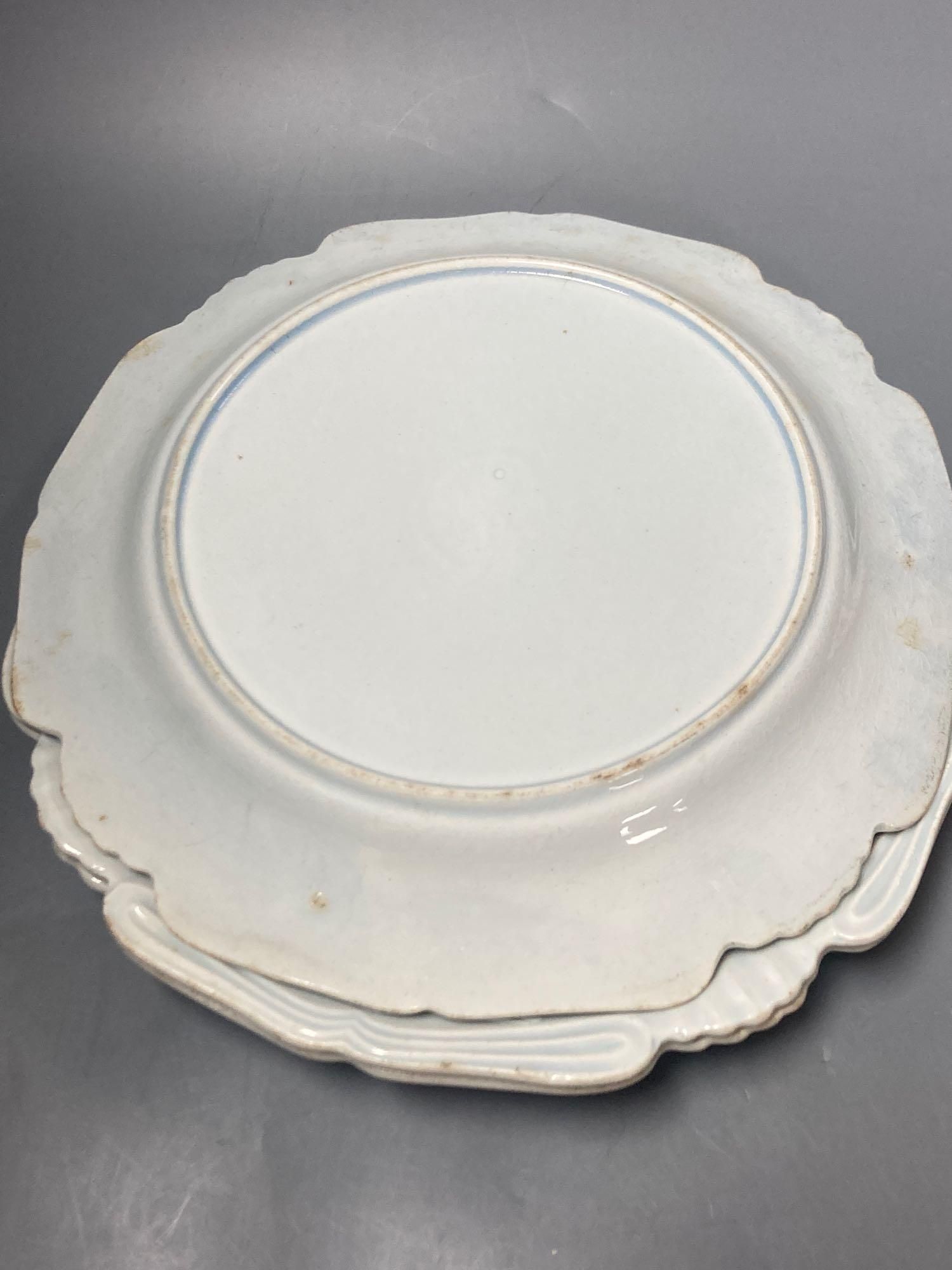 Nine 19th century English and Continental porcelain dessert dishes
